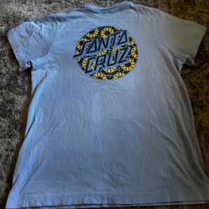 Santa Cruz Sunflower Logo T-Shirt Light Blue Size: Xtra Small